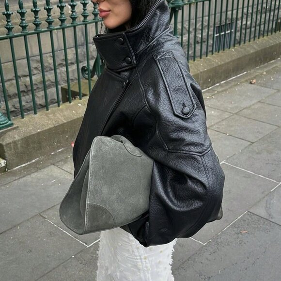 Black Casual Women's Bomber Jacket - Picture 3 of 5